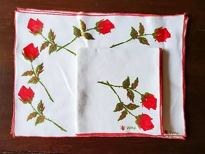 1960s' Vera Neumann Roses Linen Placemats & Napkins (Set Of 4 Each) • $9.95
