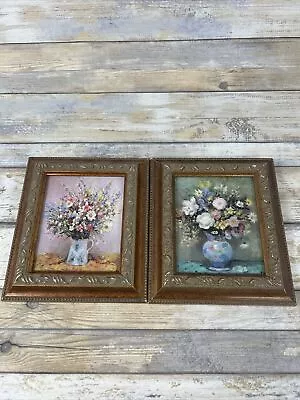 Set Of 2 VTG Floral Framed By Marcel Dyf Textured Victorian Era Wall Hanging. • $30