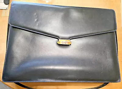 Gucci Vintage Brief Case - Navy Blue Leather • $250