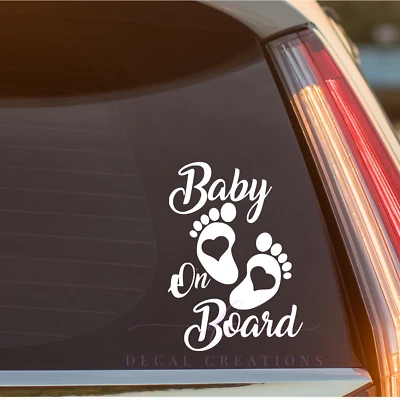 $5.99 • Buy 20 COLOURS Baby On Board Kids Car Window Vinyl Decal Baby Feet Love Heart Cute