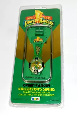 MIGHTY MORPHIN POWER RANGERS GREEN RANGER COLLECTOR'S WATCH W/TIN NEW SEALED • $54