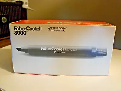 Faber Castell Black Marker 3000 - 1 Dozen Chisel Tip Permanent  Ink 64291 • $10