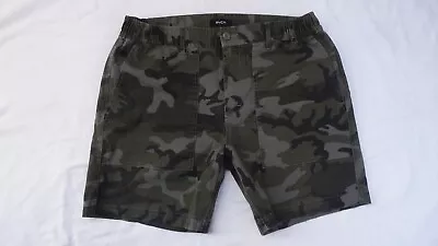 Mens RVCA All Time Surplus Shorts Camo Military Durable MMA 17  Length Size 34 • $17.99