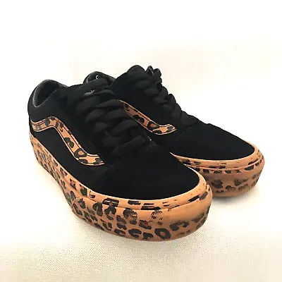 Vans Shoes Womens Size 6.5 Black Brown Lace Up Casual Sneakers Outdoor • $18