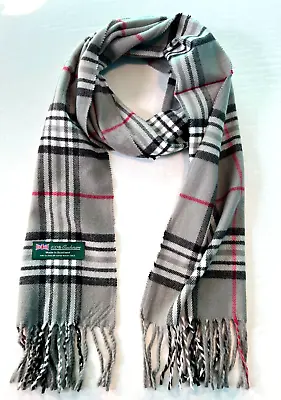 Men' Womens Winter Warm SCOTLAND Made 100% CASHMERE Scarf Plaid Gray/Red/Black • $7.99