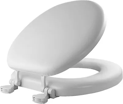 Mayfair 815EC 000 Padded Toilet Seat Never Loosens Round White Easily Removes • $10.99