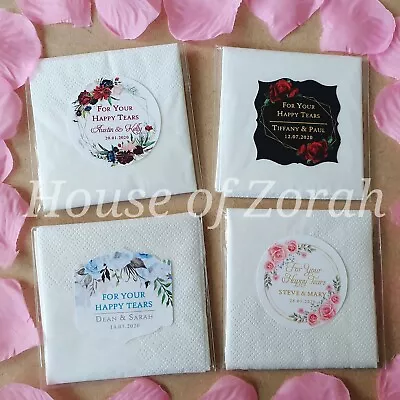 £19.99 • Buy Personalised  For Your Happy Tears  Tissue Napkin Packets Wedding Favours