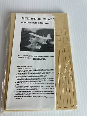 Mini Wood Classics Vintage Plane Kit 406 Curtiss Goshawk Plywood Biplane • $13