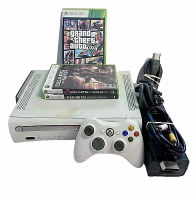 Microsoft Xbox 360 Fat Bundle White Console 3 Games Ready To Play • $99.99