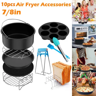 10 Pcs Air Fryer Accessories Set With Cake Basket Pizza Pan Stainless Zhvnt • $39.89