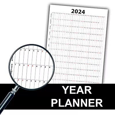 2024 Year Planner Wall Calendar Office Work Planning Rota Shift Table • £3.99