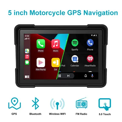 5  IPS Touch Screen Portable Motorcycle Navigator Wireless CarPlay Waterproof • $85.88