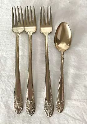 Vintage Crown Silverplate Radiance Long Pickle Olive Forks And Teaspoon 4 PC • $14.99