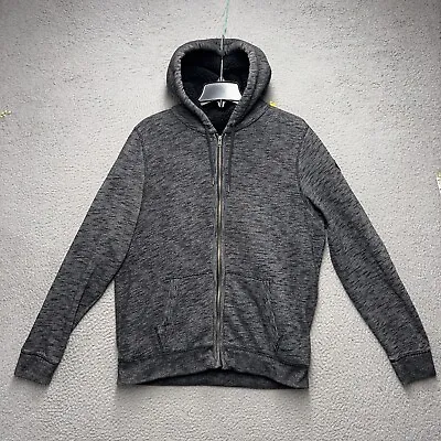 Hollister Hoodie Sweatshirt Mens Large Gray Sherpa Lined Full Zip Long Sleeve • $25.95