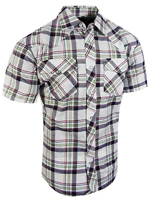 Western Plaid Shirt Short Sleeve Mens Snap Up Flap Pockets LATEST NEW COLORS!! • $19.95