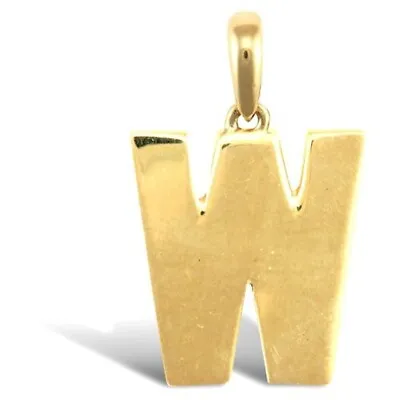 Initial W 9ct Gold Pendant Solid Gold Letter Initial 9ct Yellow Gold • £59.99