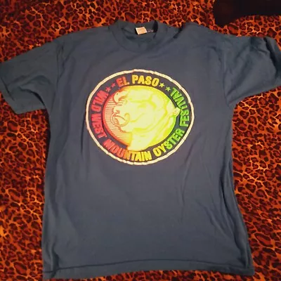 80s Velva Sheen Puffy Print  Xl Graphic El Paso Mtn. Oyster Festival T-shirt • $25