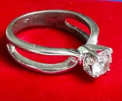 Marked Consolidated Jewelry Lind Sterling Silver & Cz Engagment Ring  Sz 8.125 • $15