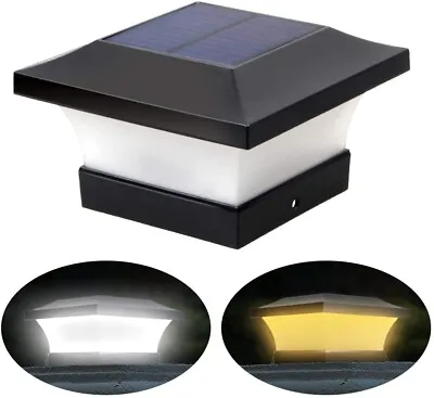 Outdoor LED Solar Powered Deck Post Light Garden Cap Square Landscape Fence Lamp • £13.99