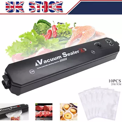 Automatic Vacuum Food Meat Sealer Manual Sealer Dry Wet Pack Machine With 10 Bag • £10.99