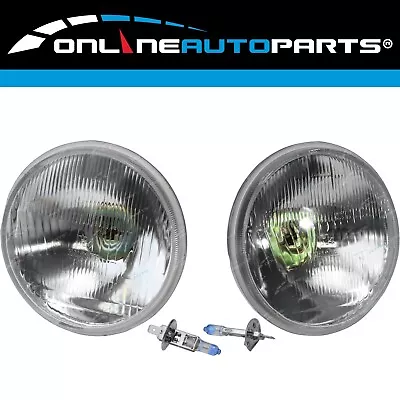 D/Glass Headlights 2x 5-3/4  Round Lamp Kit H1 55w High Beam Halogen Conversion • $22.49