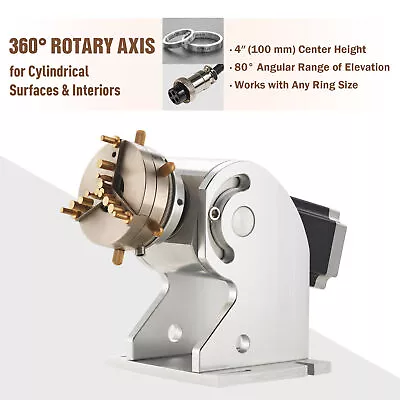 OMTech 80mm Rotary Axis Attachment 80deg 360 Metal Laser Marking Machine Add-on • $263.99