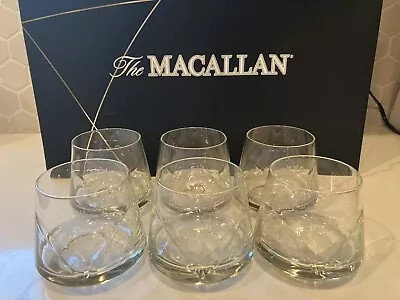 Macallan Single Malt Scotch Whisky Tumbler Heavy Glass Chevron Design Set Of 6 • $200