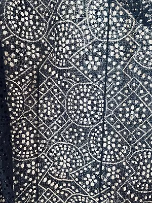 Large Black Lace Scarf Shawl Shoulder Mantilla Wrap 35”x120” Raw Edges • $12.99