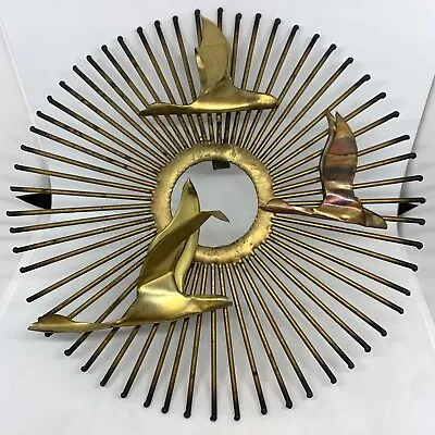 Vintage Mcm ?curtis Jere? 10.25  Sunburst Birds In Flight Wall Art Sculpture • $125