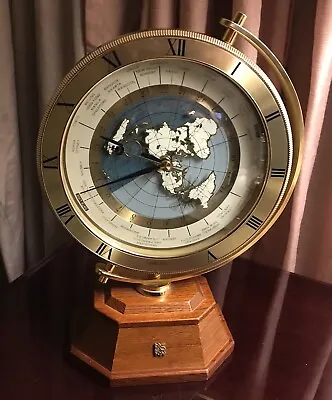 VTG Seiko World Timezone Rotating Clock Wood Plexiglass Metal-SHIP Secondhand • £110.88