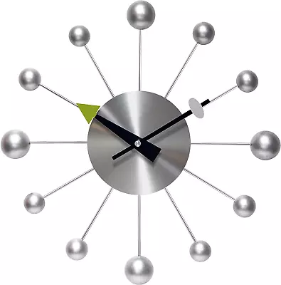 Orb Spoke Midcentury Modern 15 Inch Retro Starburst Ball Wall Clock Quiet Quartz • $60.61