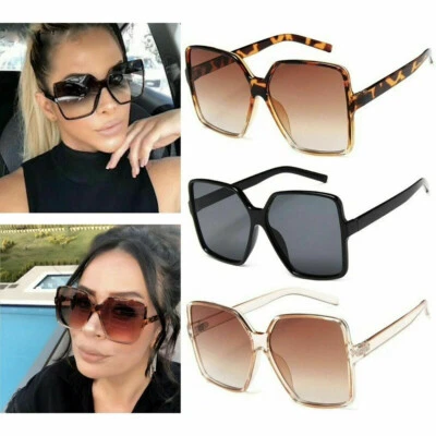 $6.48 • Buy Oversized Black Square Flat Top Large Fashion Sunglasses Womens Shades Big UV400