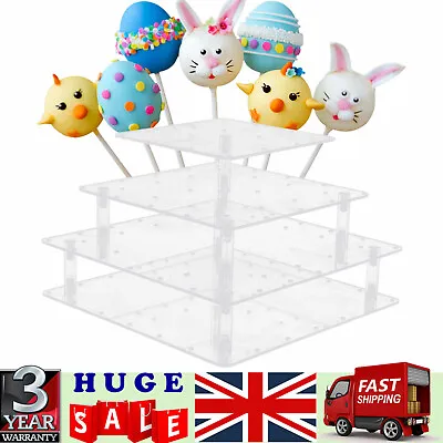 56 Holes Acrylic Transparent Lollipop Display Stand Cup Cake Pop Display Holder • £12.35