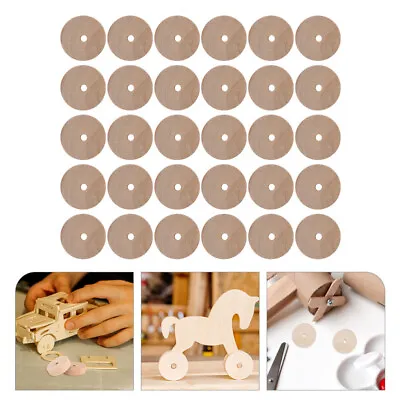 30Pcs Mini Unfinished Wooden Wheels For DIY Small Cars And Crafts • £9.66