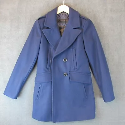 Marc New York By Andrew Marc Coat Women's Size 8 Blue Wool Blend Double Breasted • $41