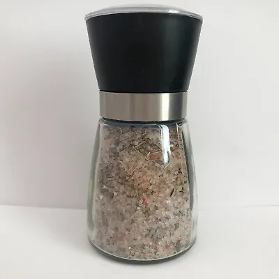 Ceramic Manual Grinder Mill Himalayan Salt & Herbs Glass Bottle NEW • £9.95