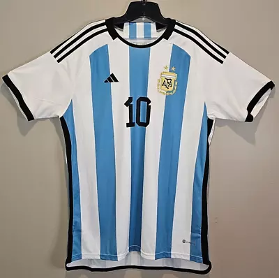 Messi 2023 World Cup Final Championship Adidas Jersey 10 Sz L  Slim Fit EUC • $26.78