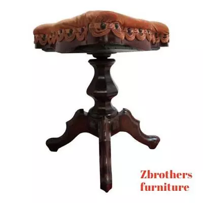 Antique Victorian Spider Leg Revolving Piano Stool Vanity Seat Chair • $359