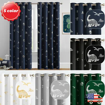 Eclipse Blackout Foil Dinosaur Curtains For Kids  Bedroom Trile Weave Drapes • $34.84