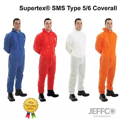 Supertex SMS Disposable Coveralls Hooded Protection Suit Type 5 6 Paint Overalls • £199.95