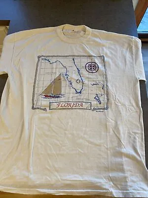 Vintage American Sportswear Sz. XL Map Of Florida Sailing T Shirt EUC  • $24.55
