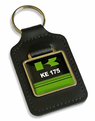 Keyfob For Kawasaki KE 175 Key KE175 Keyring Green & Black Leather Fob NOS Parts • £6.49