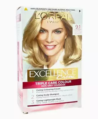 Loreal Paris Loreal Excellence Creme Triple Care Colour 9.1 Natural Light Ash Bl • £13.03