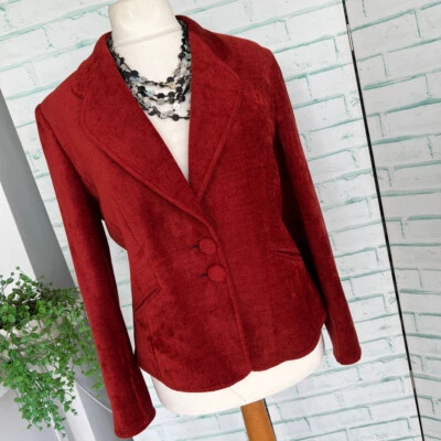 Caroline Charles Burnt Orange Smart Jacket Sz 16 UK Velvety Fabric • £39.96
