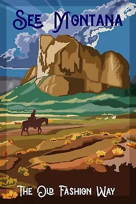 Montana By Horse Travel Poster 16x24 Retro  1930 Style Art Artist Peter Nowell • $20.95