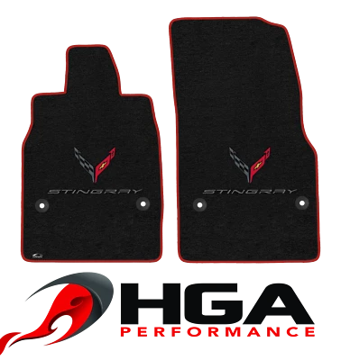 $197.99 • Buy 2020-2023 C8 Corvette Floor Mats Carbon Flags & Stingray Word & Red Binding