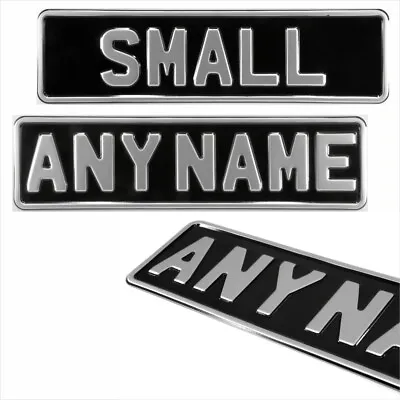 1x Small Black And Silver 340x90mm Novelty Metal Pressed Plate Any Name Number • £13.95