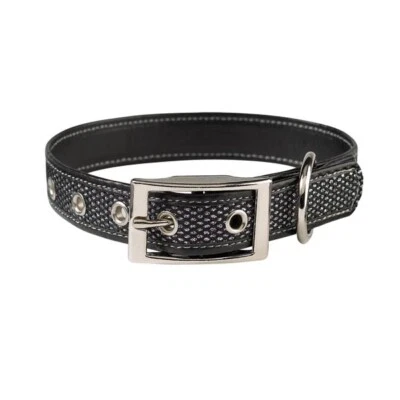 Faux Leather Dog Collar W/ Metallic Mesh Inset Ribbon By Zack & Zoey 4 Sizes • $8.99