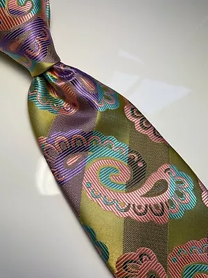 Nwt Verse 9 Multi Color Paisley Stripe Style Print Silk Designs Neck Tie & Hanky • $24.99