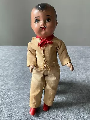 Vintage Mexican Composite Doll Man With Mustache - Red Shoes And Scarf - Rare • $14.95